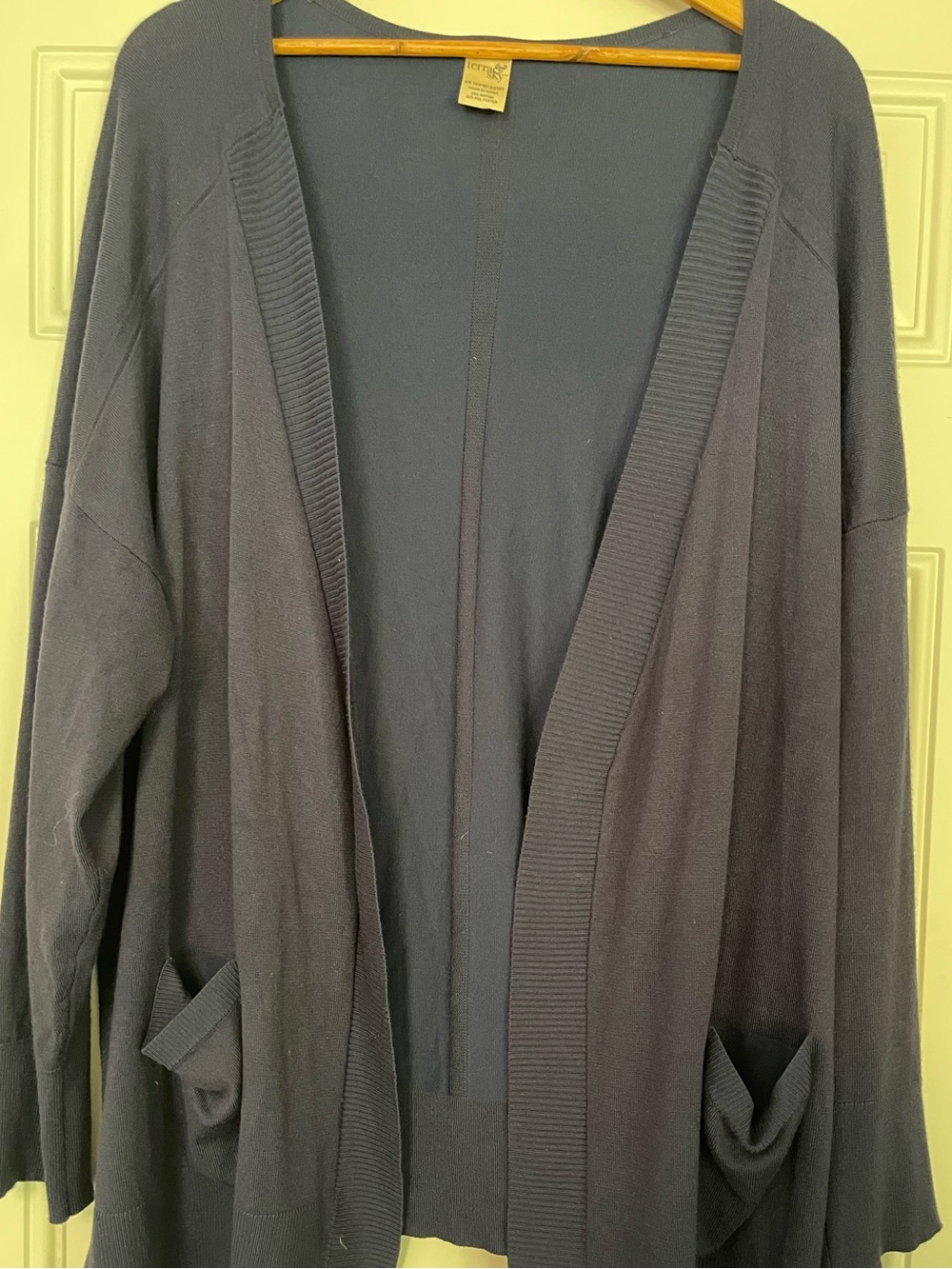 Terra & Sky Navy Blue Women's Top Cardigan - 2X Blue